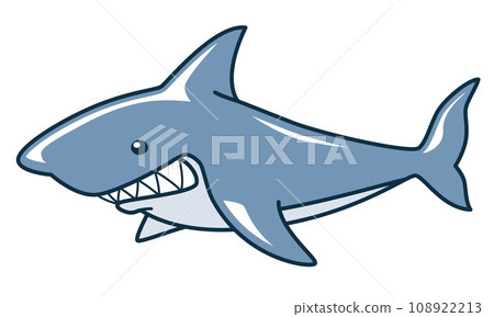 Shark, color cartoon illustration on a white background, vector 108922213