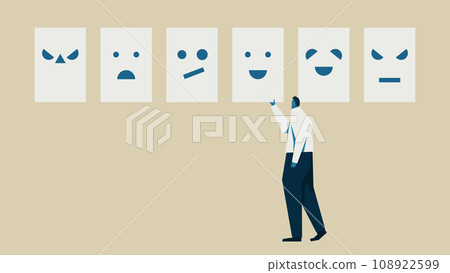 A businessman who finds his true identity through various facial expressions 108922599