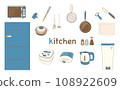 Illustration set of various types of kitchen utensils 108922609