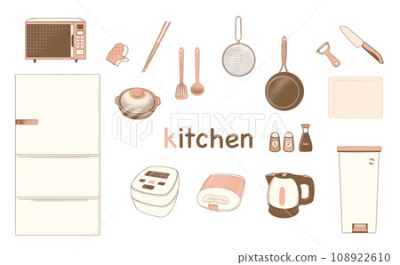 Illustration set of cute kitchen utensils 108922610