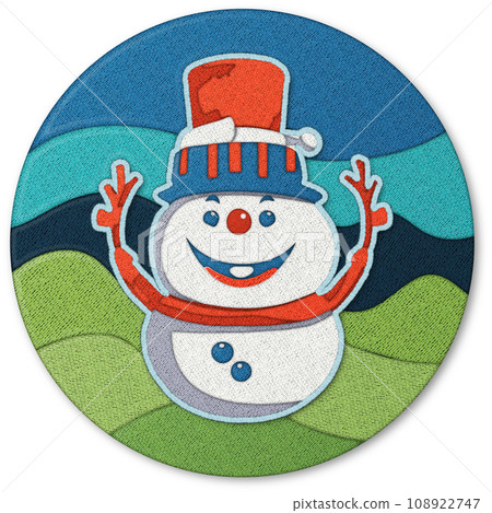 Snowman Patchwork Clipart in circle 108922747