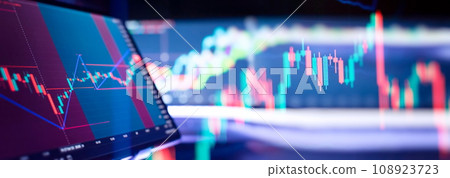 Economic graph with diagrams on the stock market, for business and financial concepts and reports. 108923723