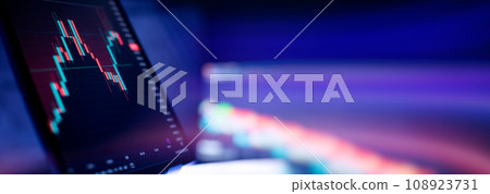 Economic graph with diagrams on the stock market, for business and financial concepts and reports. 108923731