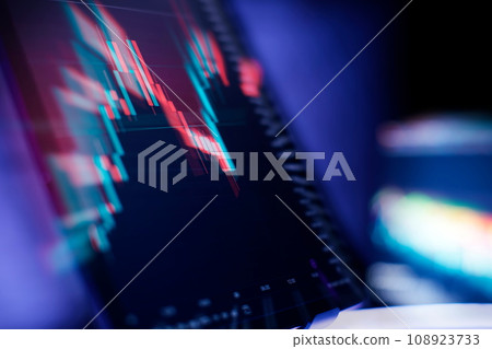 Economic graph with diagrams on the stock market, for business and financial concepts and reports. 108923733