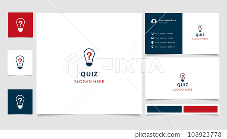 Quiz logo design with editable slogan. Branding book and business card template. 108923778