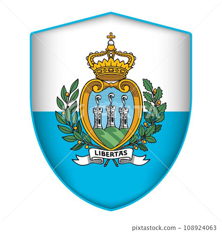 San Marino flag in shield shape. Vector illustration. 108924063