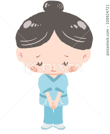Therapist's whole body standing bowing pose 108924721