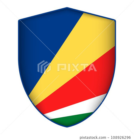 Seychelles flag in shield shape. Vector illustration. 108926296