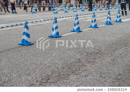 Traffic control and pylons at the event Traffic control and pylons at the event 108926324