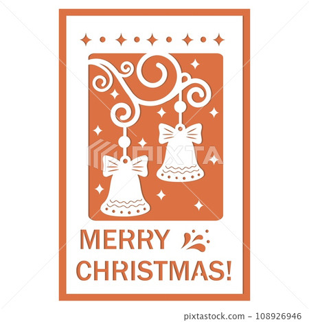 Christmas card template with Christmas bells, file cutting, vector illustration Christmas card template with Christmas bells, file cutting, vector illustration 108926946