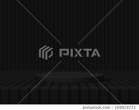 Black podium with line vintage sun rays background design. Vector illustration Black podium with line vintage sun rays background design. Vector illustration 108929713