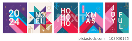 2024 New year flyers, set of greeting banners. 2024 New year flyers, set of greeting banners. 108930125