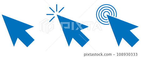 Mouse cursor icon set blue 108930333