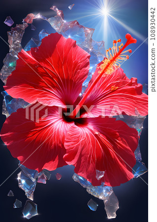 red hibiscus watercolor trending on attestation sharp 108930442