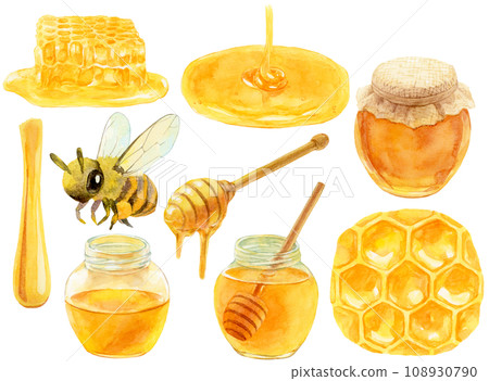 蜂蜜材質收集水彩插圖 108930790
