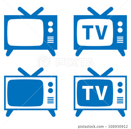 復古電視圖示設定藍色 108930912