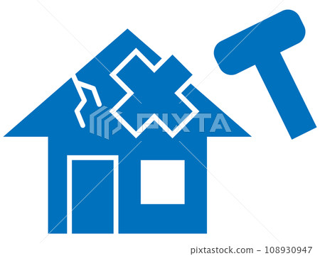 房屋裝潢和維修圖示藍色 房屋裝潢和維修圖示藍色 108930947