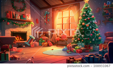 A large Christmas tree in the evening sun 108931067