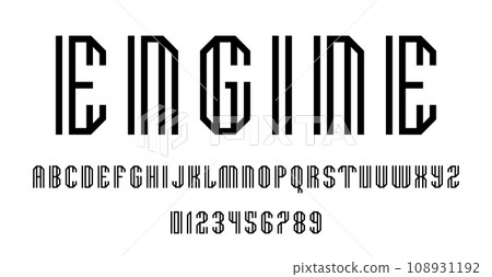 Set of alphabets font letters and numbers Set of alphabets font letters and numbers 108931192