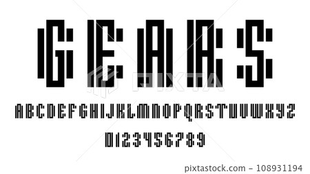 Set of alphabets font letters and numbers Set of alphabets font letters and numbers 108931194