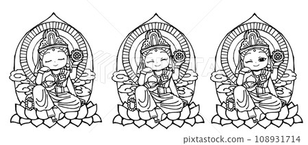 Set, Nyoirin Kannon Bodhisattva, monochrome 108931714