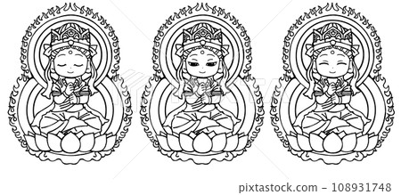 Set of Dainichi Nyorai (Vajra Realm) (Monochrome Set of Dainichi Nyorai (Vajra Realm) (Monochrome 108931748