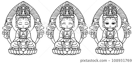 Set, Maitreya Bodhisattva, monochrome 108931769