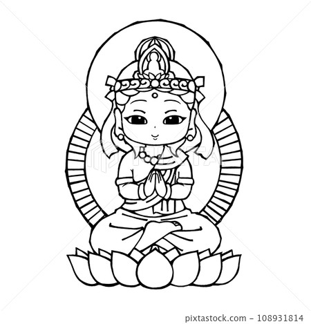 Kannon Bodhisattva (eyes open, monochrome) 108931814