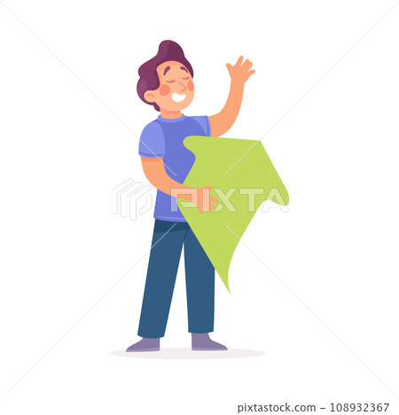 Ecology with Man Character with Green Arrow Sign Enjoy Sustainable Lifestyle Vector Illustration Ecology with Man Character with Green Arrow Sign Enjoy Sustainable Lifestyle Vector Illustration 108932367
