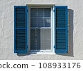 Blue Window Shutters, Open	 108933176
