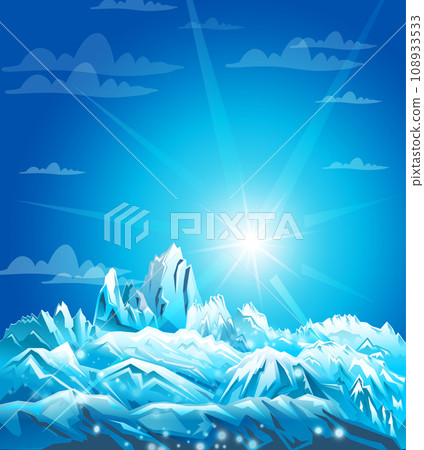 Winter landscape with white Snow Covered Mountains Abstract cold background, 108933533