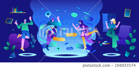 Floating people in VR glasses communication in metaverse Floating people in VR glasses communication in metaverse 108933574