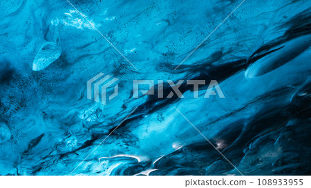 Iceland. Ice as a background. Vatnajokull National Park. Inside view of the ice cave. 108933955