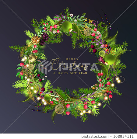 Christmas Card with Christmas wreath 108934111