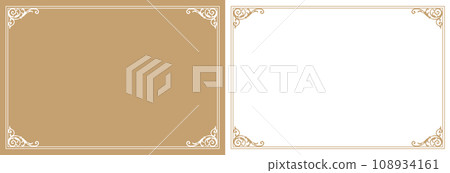 gold frame design. Antique or vintage style decoration. Heading and border design set 108934161