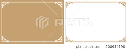 gold frame design. Antique or vintage style decoration. Heading and border design set 108934198