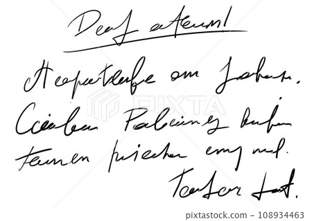Handwritten Unreadable text. Black old vintage written text .Abstract illegible handwriting of fictional language. Incomprehensible letters Handwritten Unreadable text. Black old vintage written text .Abstract illegible handwriting of fictional language. Incomprehensible letters 108934463