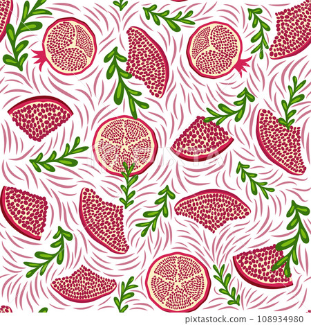 Pomegranate pattern, Happy and sweet New Year Shana Tova with pomegranates and seeds 108934980