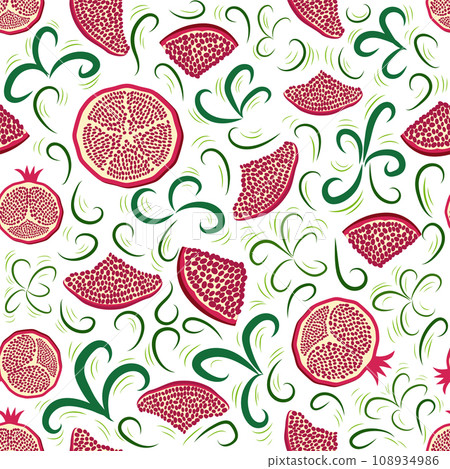 Pomegranate pattern, Happy and sweet New Year Shana Tova with pomegranates and seeds 108934986
