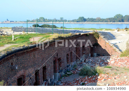 Baltiysk, Kaliningrad region, Baltic spit, ruins, destroyed Western Fort, view of the Baltic Sea 108934990