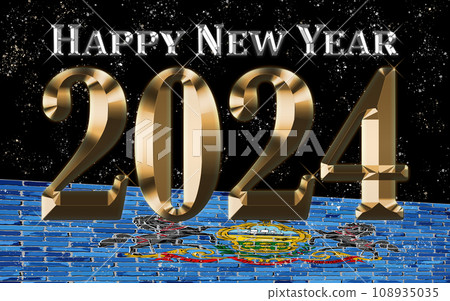 Happy New Year 2024 with Oklahoma flag 108935035