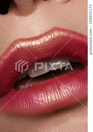 Beautiful Woman Lips with Fashion Lipstick Makeup. Cosmetic, Fashion Make-Up Concept. Beauty Lip Visage. Passionate kiss Beautiful Woman Lips with Fashion Lipstick Makeup. Cosmetic, Fashion Make-Up Concept. Beauty Lip Visage. Passionate kiss 108935173