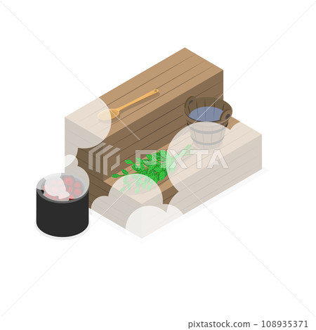 3D Isometric Flat Vector Illustration of Sauna And SPA. Item 1 108935371