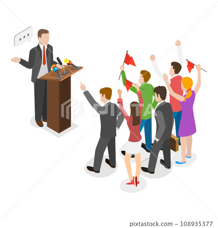 3D Isometric Flat Vector Set of Scenes with Politicians. Item 1 108935377