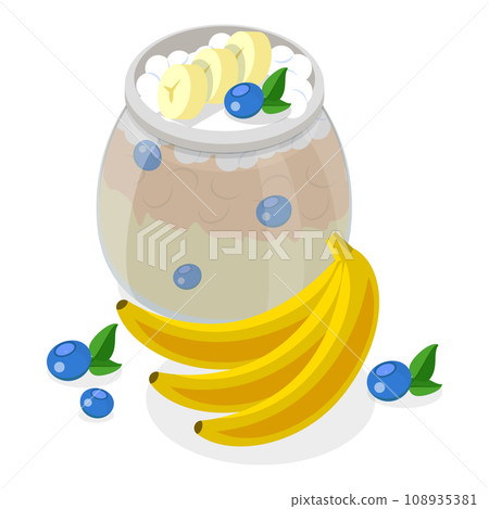 3D Isometric Flat Vector Set of Overnight Puddings. Item 1 3D Isometric Flat Vector Set of Overnight Puddings. Item 1 108935381