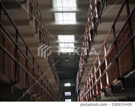 Rows of alcatraz jail cells Rows of alcatraz jail cells 108935409