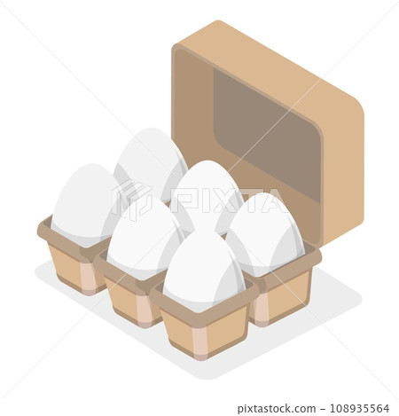3D Isometric Flat Vector Set of Chicken Eggs. Item 4 108935564