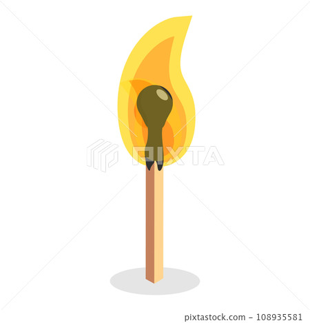 3D Isometric Flat Vector Set of Burning Matchs. Item 4 3D Isometric Flat Vector Set of Burning Matchs. Item 4 108935581