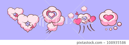 Cloud Heart Puff Explosion as Romantic Symbol Vector Set 108935586