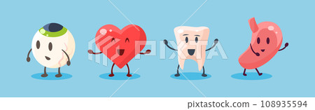 Funny Human Internal Body Organ Character Vector Set 108935594